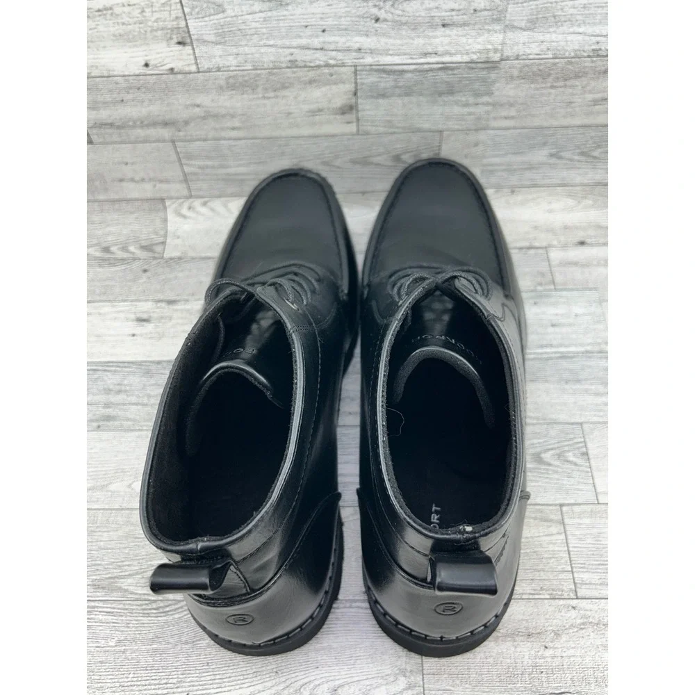 Rockport CJ1573 Men Black Moc Toe Chukka Boots Lace Up Size 14M Lug Sole